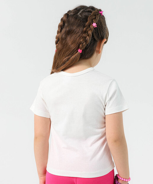 Blusa Infantil Estampa Flores Marisa Tam 4 a 10 Off White