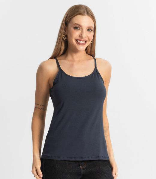 Blusa Feminina de Alças Básica Rovitex Azul