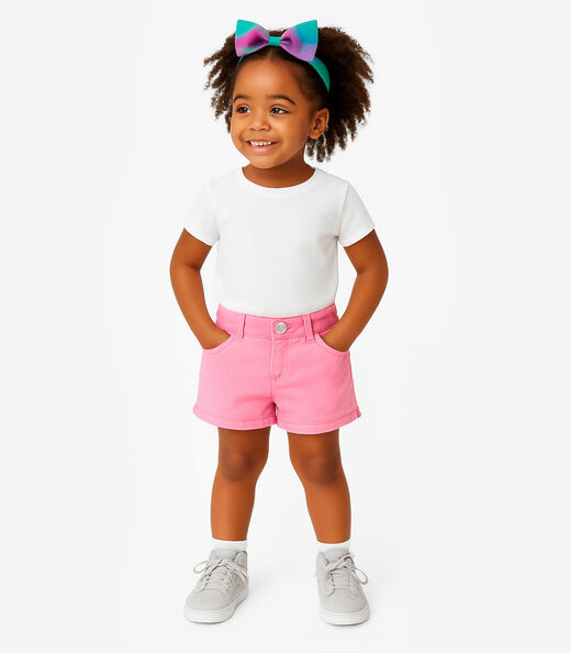 Image_Short Infantil Jeans Com Bolsos Select Rosa