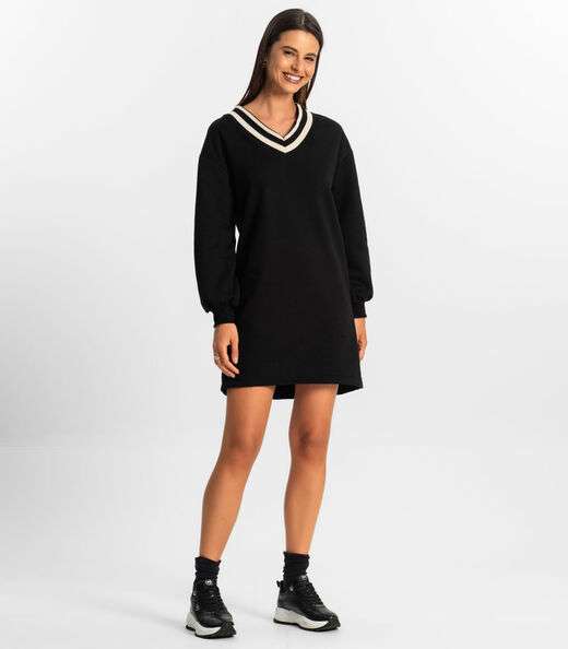 Vestido Feminino Moletom Rovitex Preto