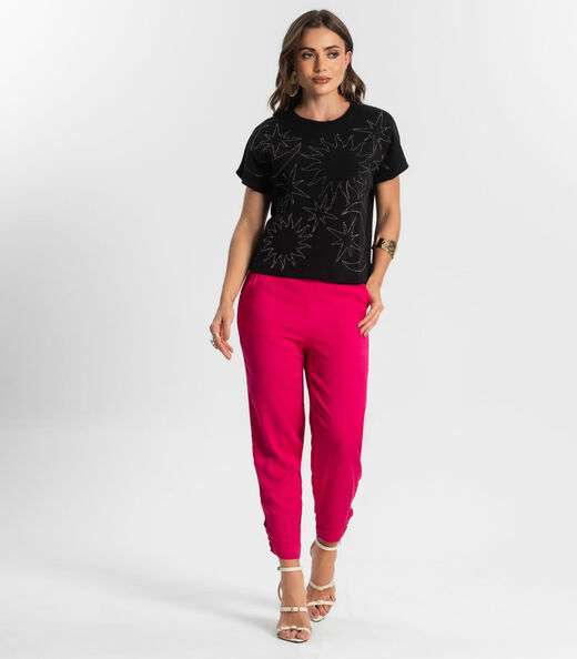 Blusa Feminina Manga Curta Endless Preto