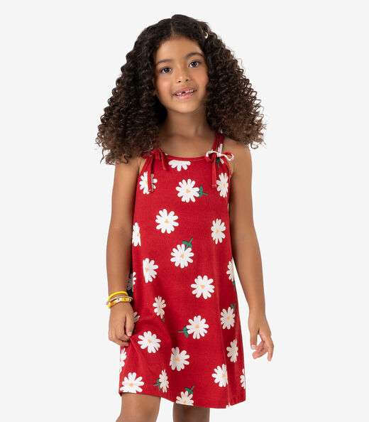 Vestido Infantil Visco Maquinetada Rovi Kids Vermelho