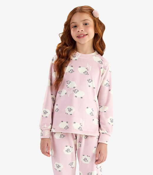 Pijama Fleece Comfort Rovi Kids Rosa