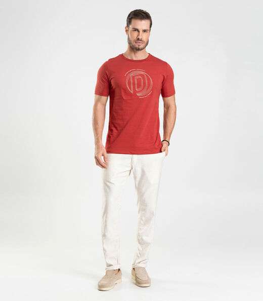 Camiseta em Meia Malha Masculina Diametro Laranja