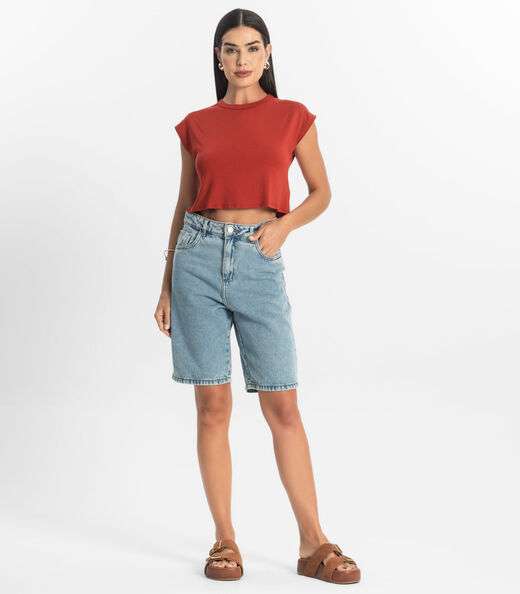 Blusa Básica Feminina Viscotorcion Rovitex Vermelho