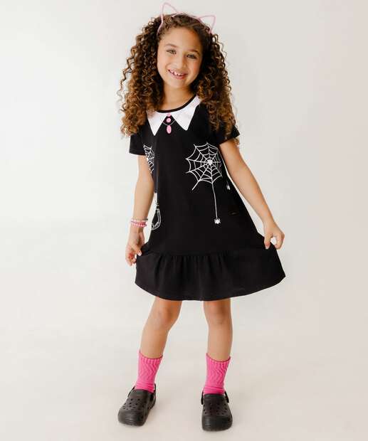 Image_Vestido Infantil Temático Preto com Detalhes Divertidos