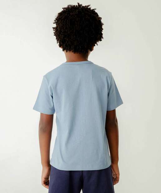 Camiseta Infantil Estampa Frase Marisa Tam 4 a 10 Azul
