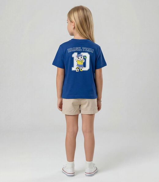 Blusa Feminina Infantil Brasil Rovitex Kids Azul