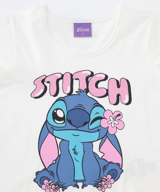 Blusa Infantil Stitch Disney Tam 1 a 3 Off White