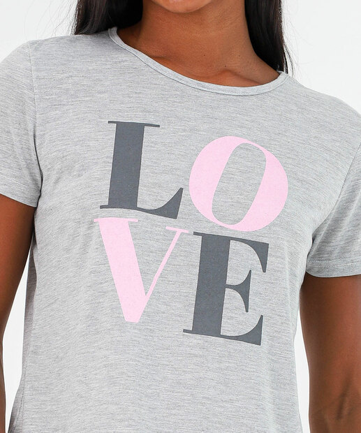 Short Doll Feminino Estampado LOVE Marisa Cinza