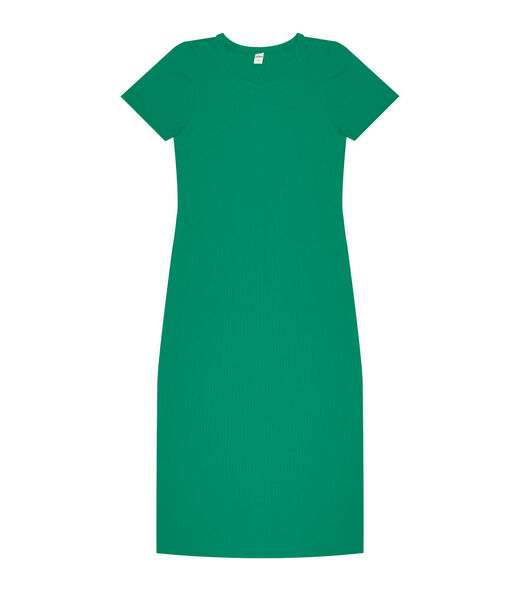 Vestido Midi Ribana Canelada Básico Rovitex Verde