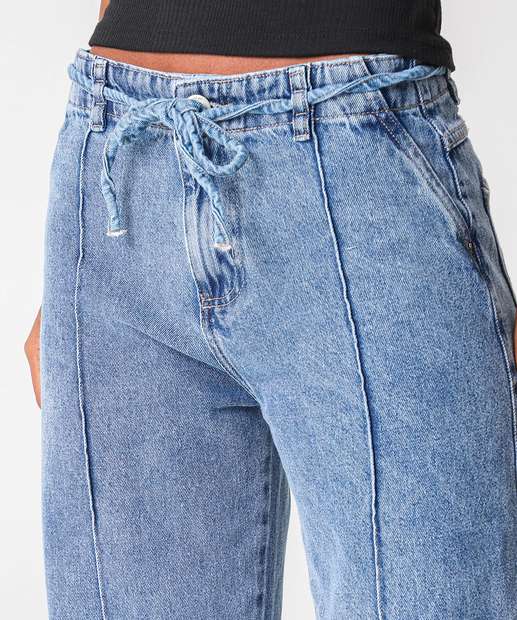 Calça Jeans Wide Leg Bolsos Feminina Biotipo