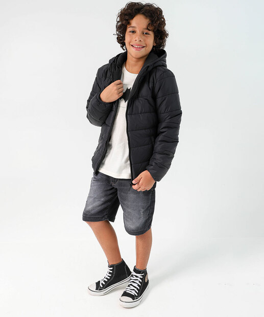Jaqueta Infantil Masculina Puffer Marisa Preta Tam 10 ao 16