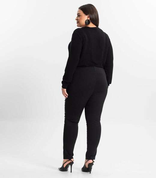 Legging Feminina Plus Size Em Courino Secret Glam Preto