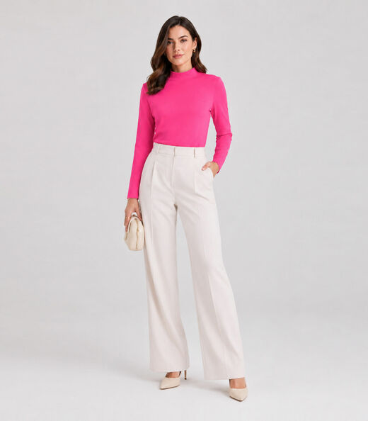 Blusa Manga Longa Básica Select Rosa