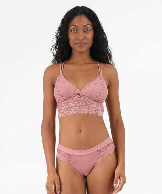Sutiã Bra Top De Renda Com Bojo e Sem Aro Marisa Rosa