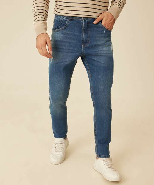 Calça Masculina Jeans Slim Puídos