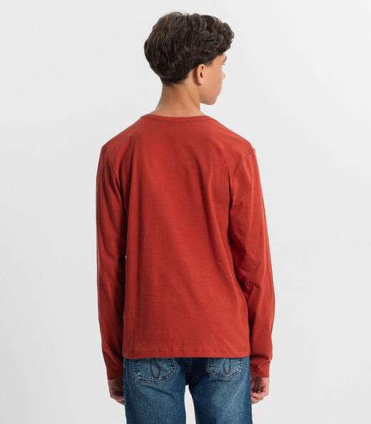 Camiseta Juvenil Masculina Manga Longa Minty Vermelho