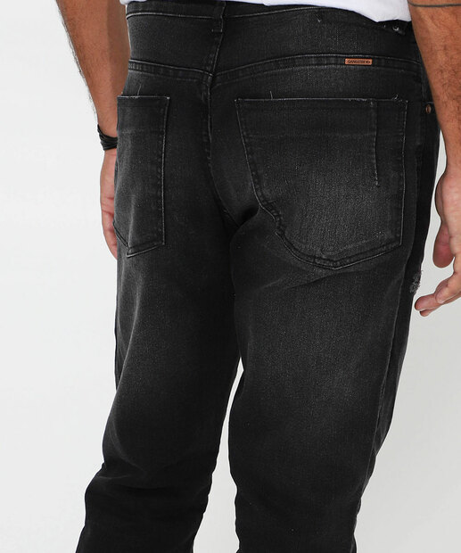 Calça Masculina Jeans Slim Bolsos Gangster Preto