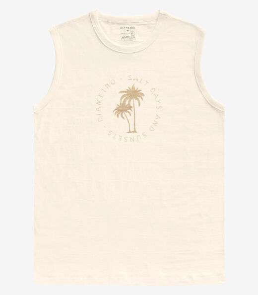 Regata Plus Masculina Malha Maquinetada Diametro Bege