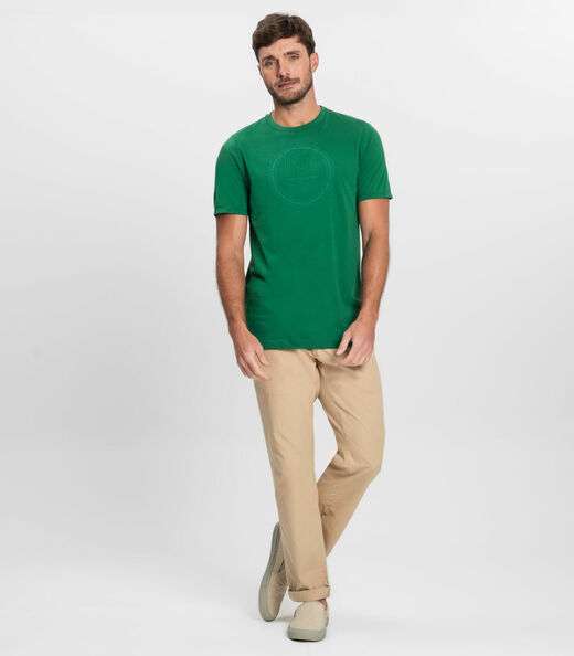 Camiseta Masculina Manga Curta Meia Malha Diametro Verde