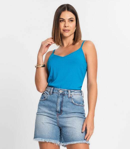 Image_Blusa De Alça Feminina Ribana Canelada Rovitex Azul