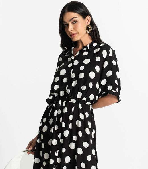 Vestido Chemise Feminino Viscose Select Preto