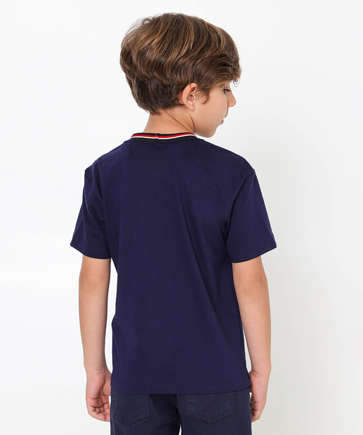 Camiseta Infantil Estampa Listrada Sonic Tam 4 a 10 Azul