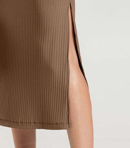 Vestido Midi Canelado Dianna Marrom