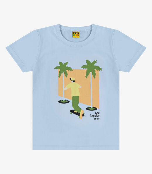 Camiseta Infantil Manga Curta Rovi Kids Azul