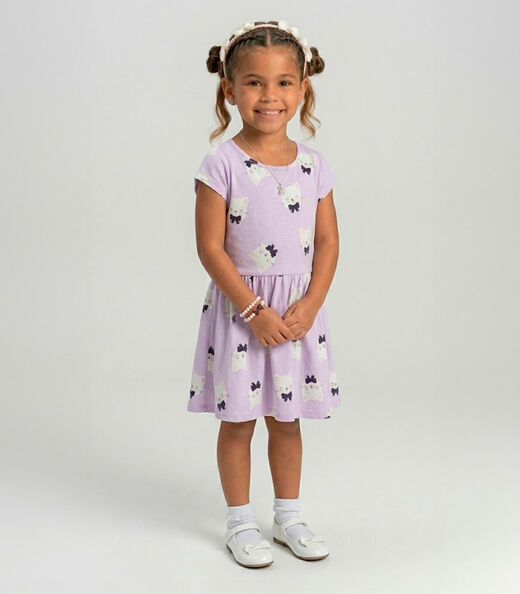 Vestido Infantil Estampado Select Roxo