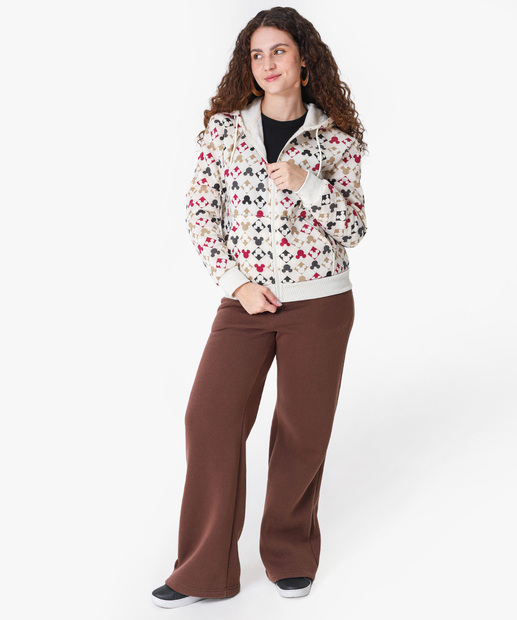 Casaco Feminino Moletom Capuz Mickey Bege