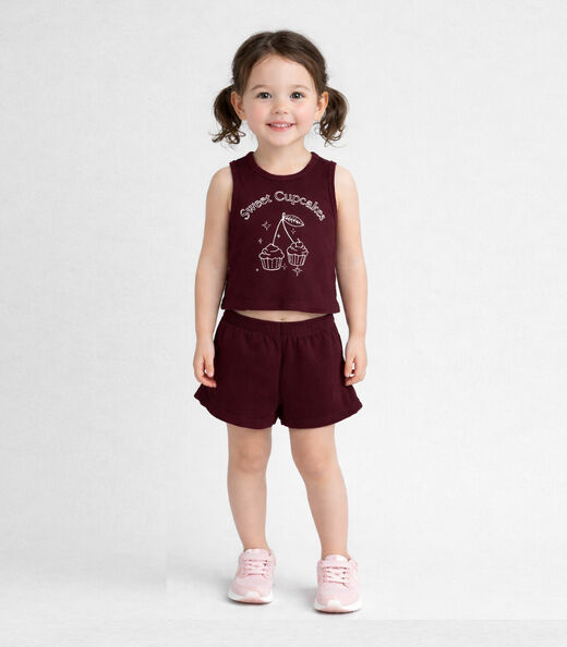 Conjunto Infantil Feminino Regata e Short Select Vermelho