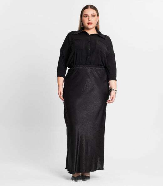 Camisa Manga 7/8 Air Flow Pesado Secret Glam Preto