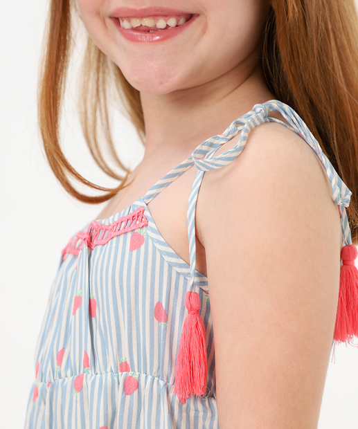 Vestido Infantil Listrado Marisa Tam 4 a 10 Azul
