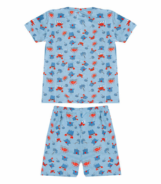 Pijama Infantil Masculino Blusa E Bermuda RoviKids Azul