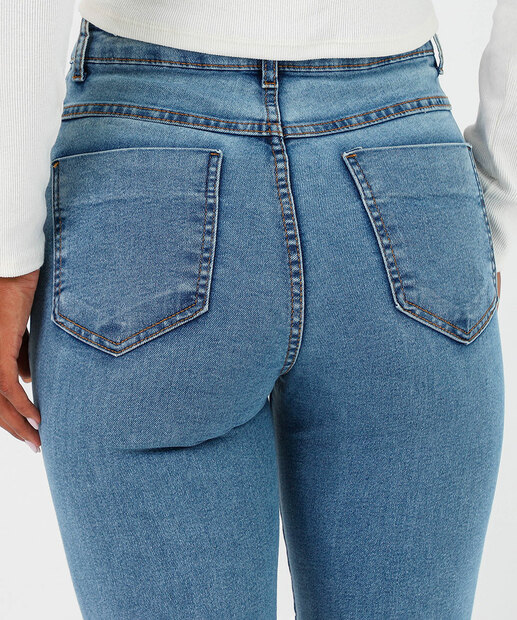 Calça Jeans Skinny Feminina Cintura Média Sawary Azul