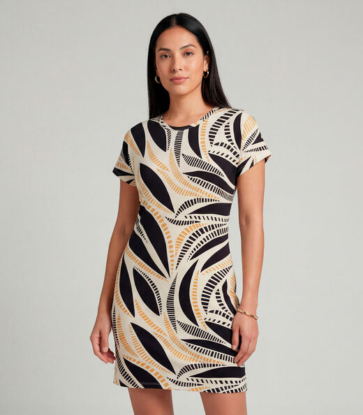 Image_Vestido Básico Com Gola Redonda Infinita Cor Amarelo