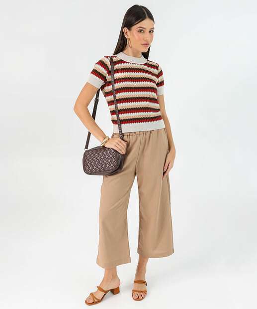 Blusa Feminina Tricô Listrado Marisa Off White