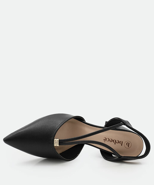 Scarpin Feminino Slingback Salto Grosso Bebecê Preto