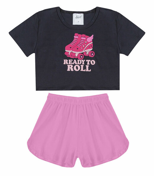 Conjunto Feminino Infantil Blusa E Short Select Preto