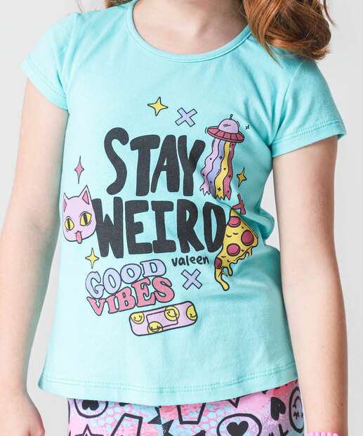 Conjunto Infantil Estampado Manga Curta Tam 4 a 10