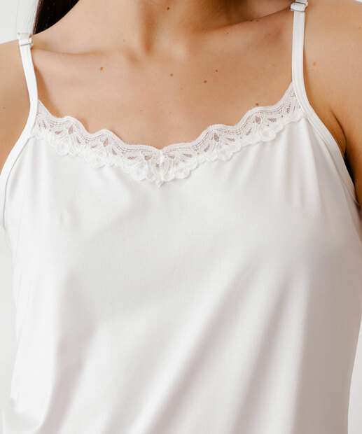 Camisola Liganete Recorte Renda Marisa Off White