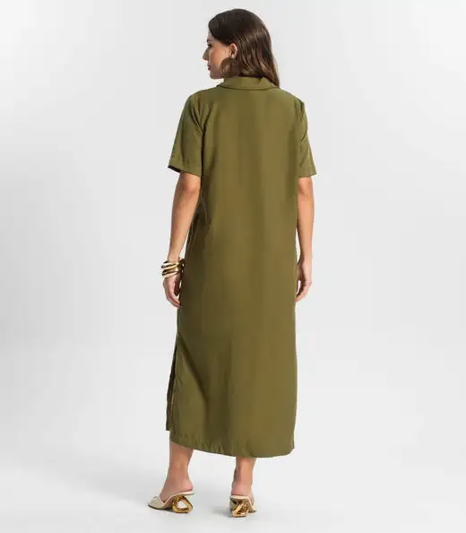 Vestido Midi Com Fenda Lateral Endless Verde