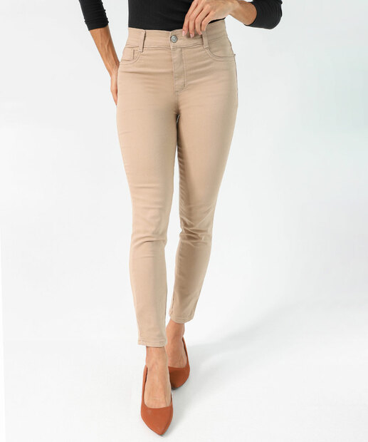 Calça Feminina Sarja Skinny Chino Sawary Bege