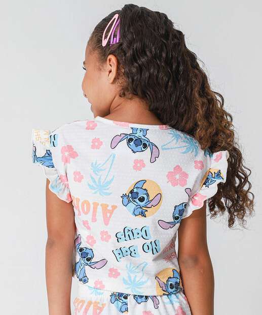 Blusa Infantil Textura Stitch Tam 4 a 10 Off White
