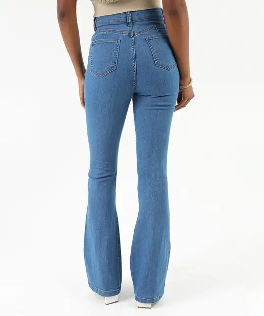 Calça Jeans Flare Feminina Push Up Marisa Azul