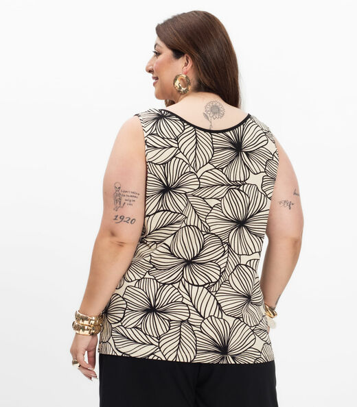 Regata em Viscose Feminina Plus Size Secret Glam Bege