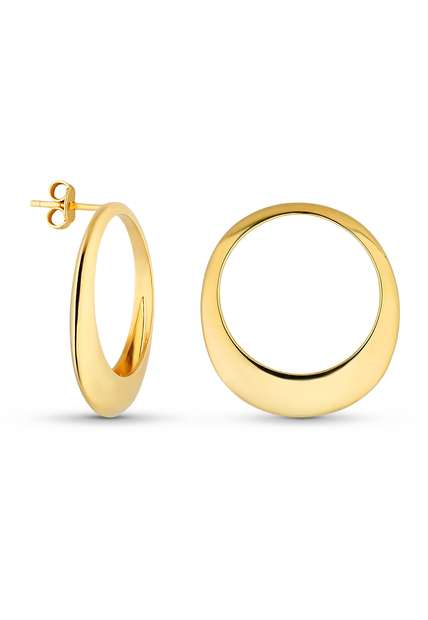 Brinco Semijoia Orgânico Oval Vazado Banho Em Ouro 18k