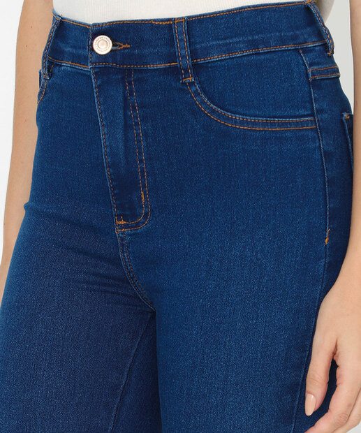 Calça Jeans Skinny Feminina Cintura Alta Sawary Azul